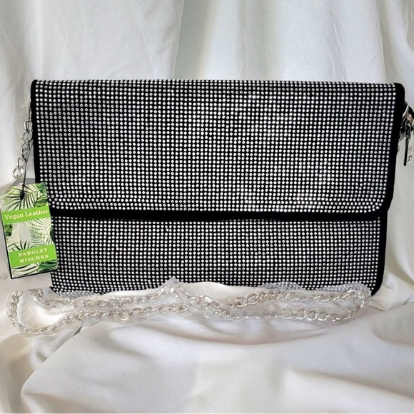 Badgley Mischka 🎁Gift ready Rhinestone Crossbody Bag Vegan Leather NWT Authentic